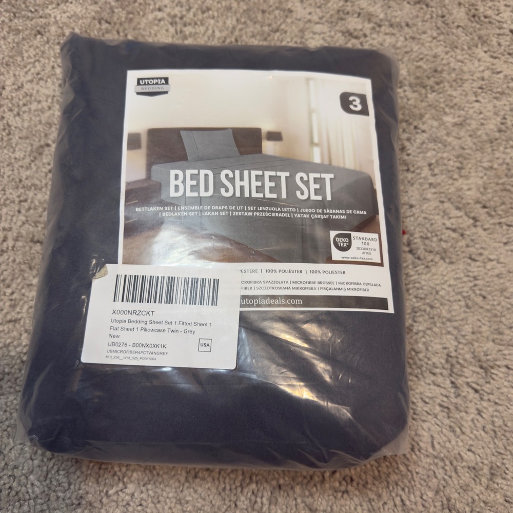 Utopia Bedding Twin Sheet Set 3 Piece Grey Brushed Microfiber UB0276